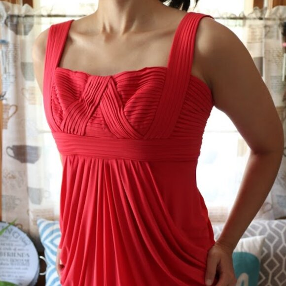 BCBG MaxAzria Draped Bubble Hem Mini Dress Style ACJ6H229 - Red, Size S - Picture 4 of 16